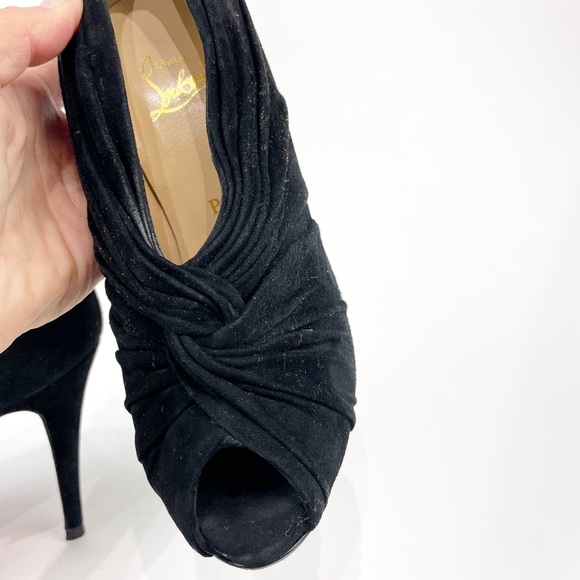 Christian Louboutin Manchon Black Suede Peep Toe Bootie Size 36.5 EU - Picture 8 of 8